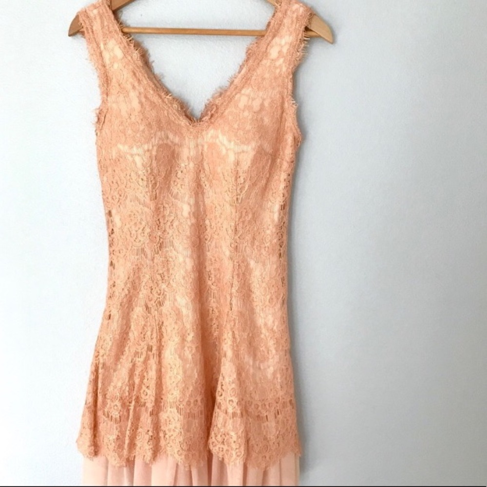 Betsy & Adam Cocktail Dress peach and lace